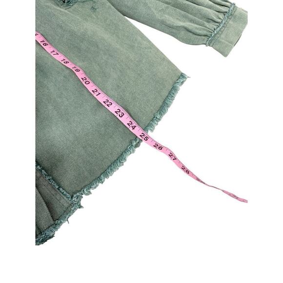 Vici Collection Green Stuffed Ruffle Shoulder Oversized Shacket Jacket Womens M - Picture 11 of 11